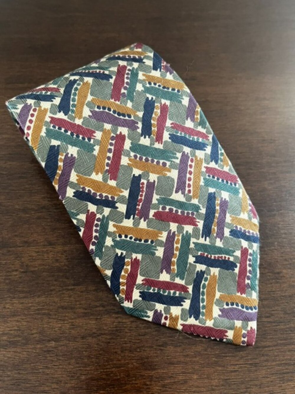 Structure Silk Tie Multicolor Abstract Pattern - Picture 2 of 9
